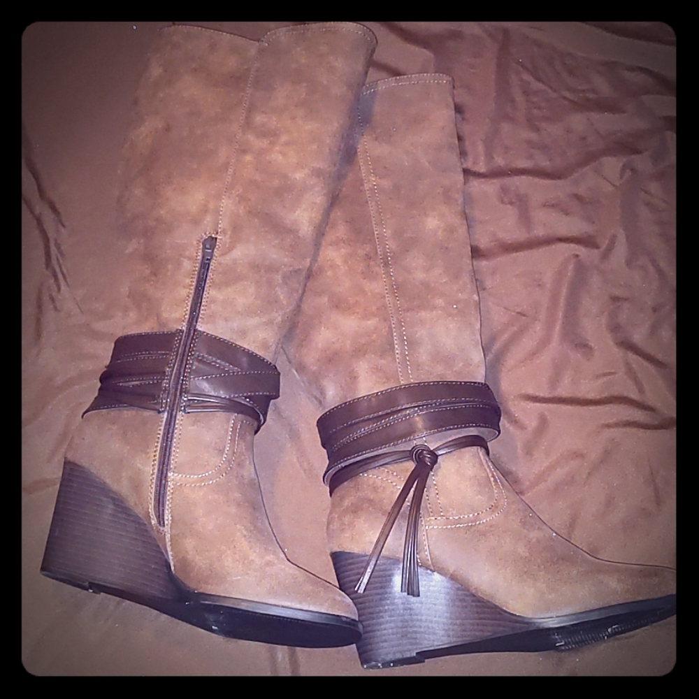 Wide Calf Wedge Boots